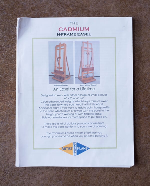 Our well-worn copy of Bob Perrish's <em>Cadmium</em> H-frame easel plans.