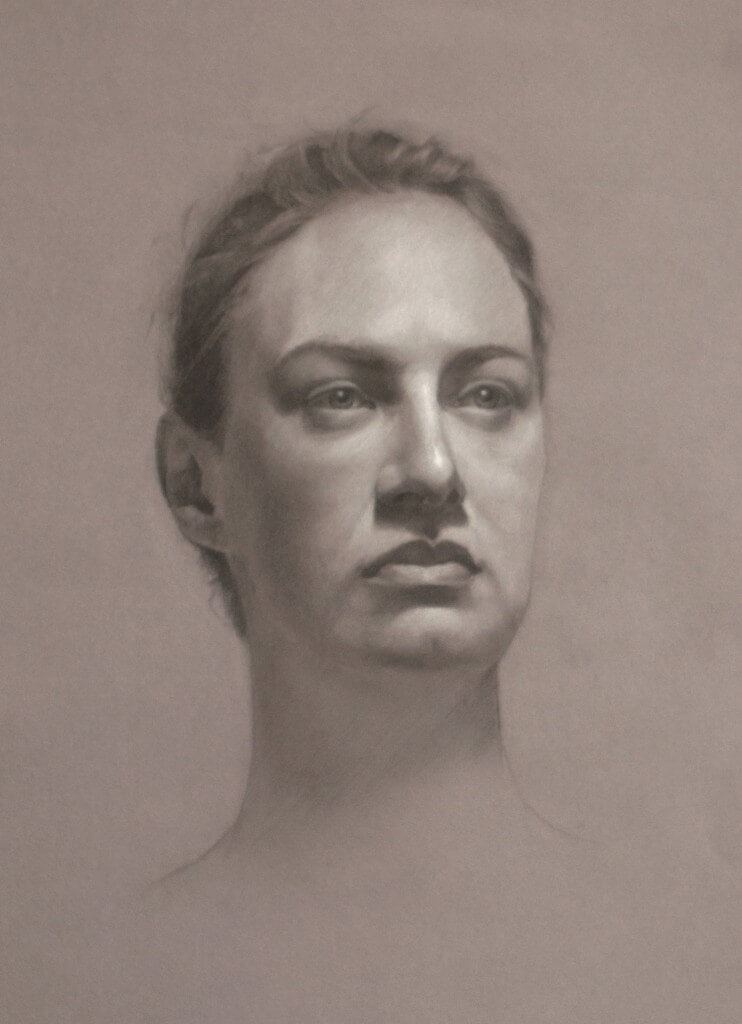 By Alex Bauwens, Graphite and White Chalk on Grey Paper