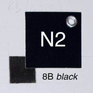 8B black with moderate pressure on white paper. Closest whole-step Munsell value: 2