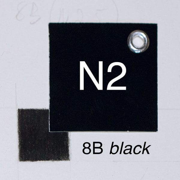 8B-N2-for-web 8B black with moderate pressure on white paper. Closest whole-step Munsell value: 2
