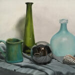 <em>"Green Bottle"</em>, oil on panel, by Sue Wrzesinski