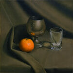 <em>"Goblet & Clementine"</em>, Oil on Canvas, by Hillary Inkaya