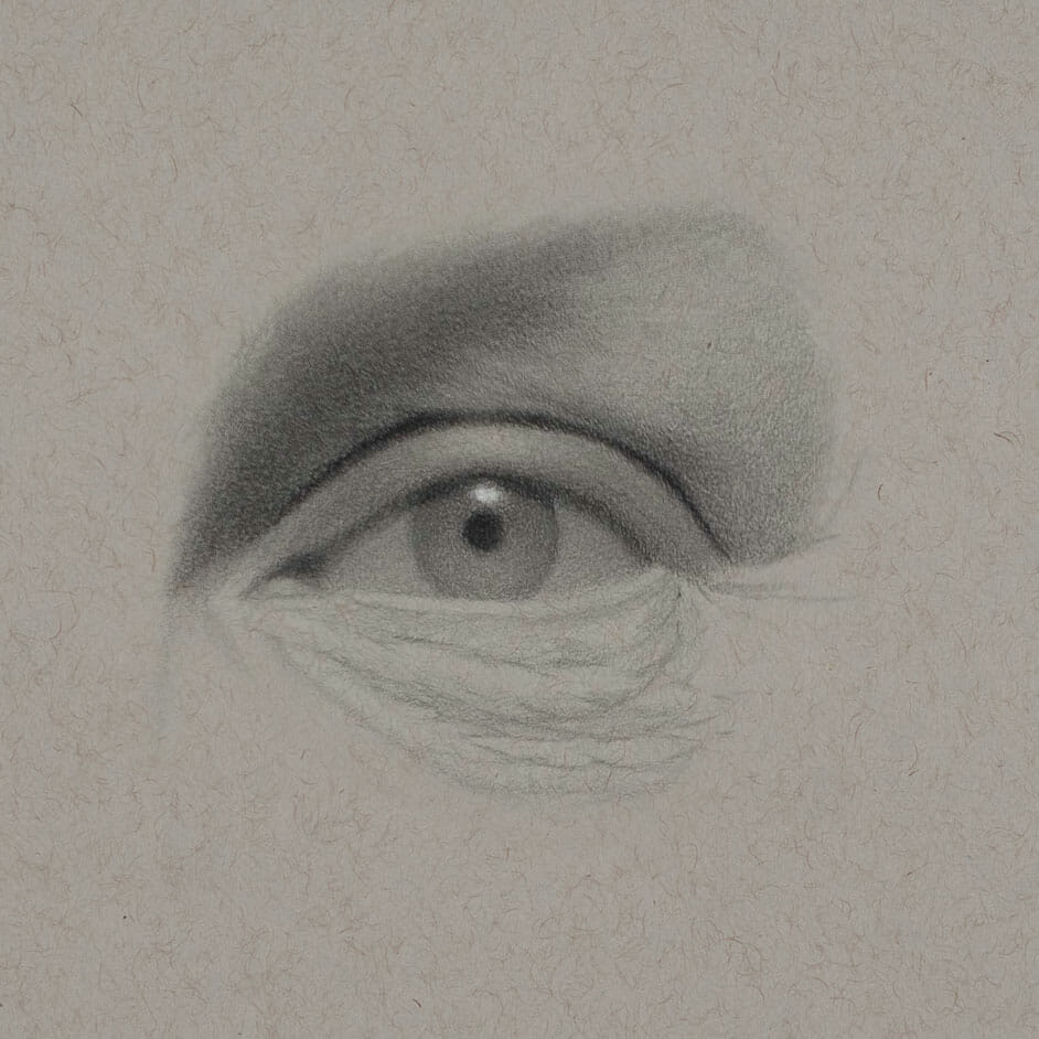 The drawing of the eye in-progress.