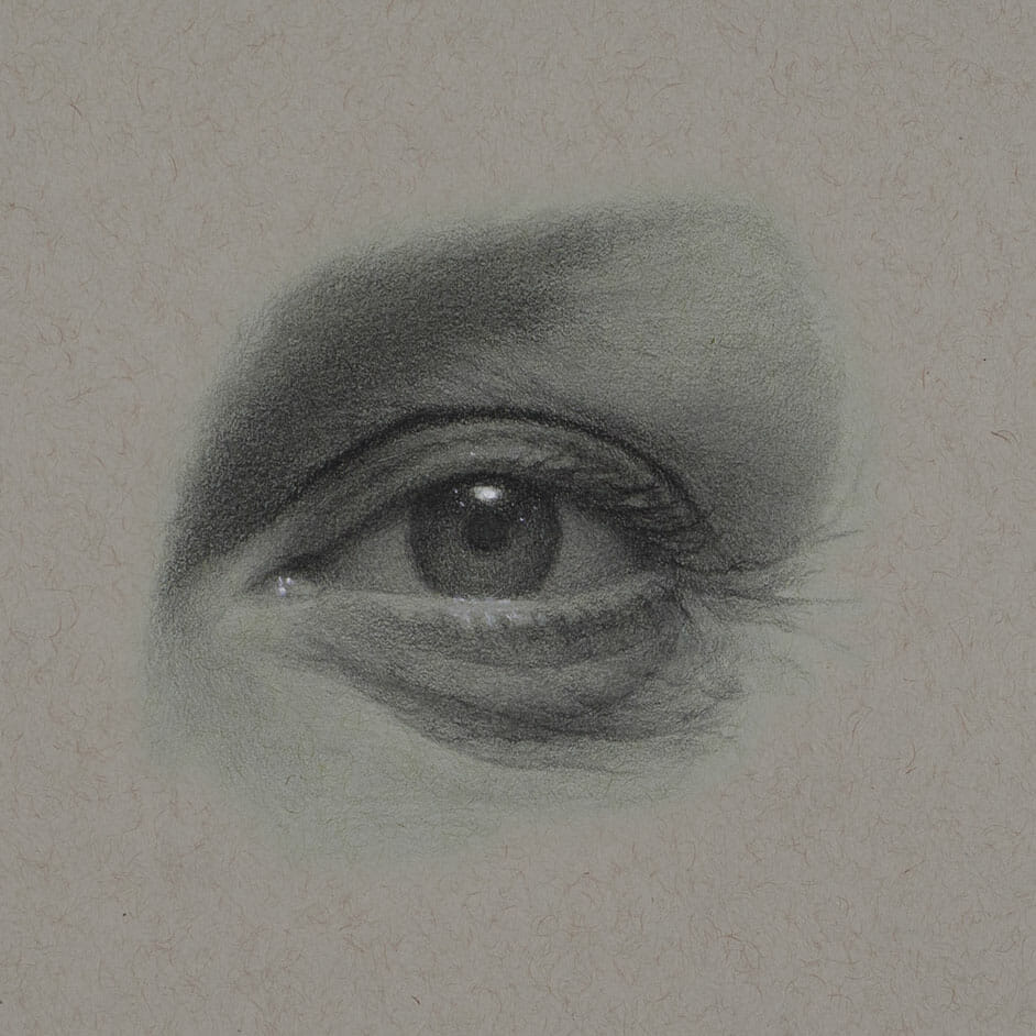 The completed drawing of the eye.